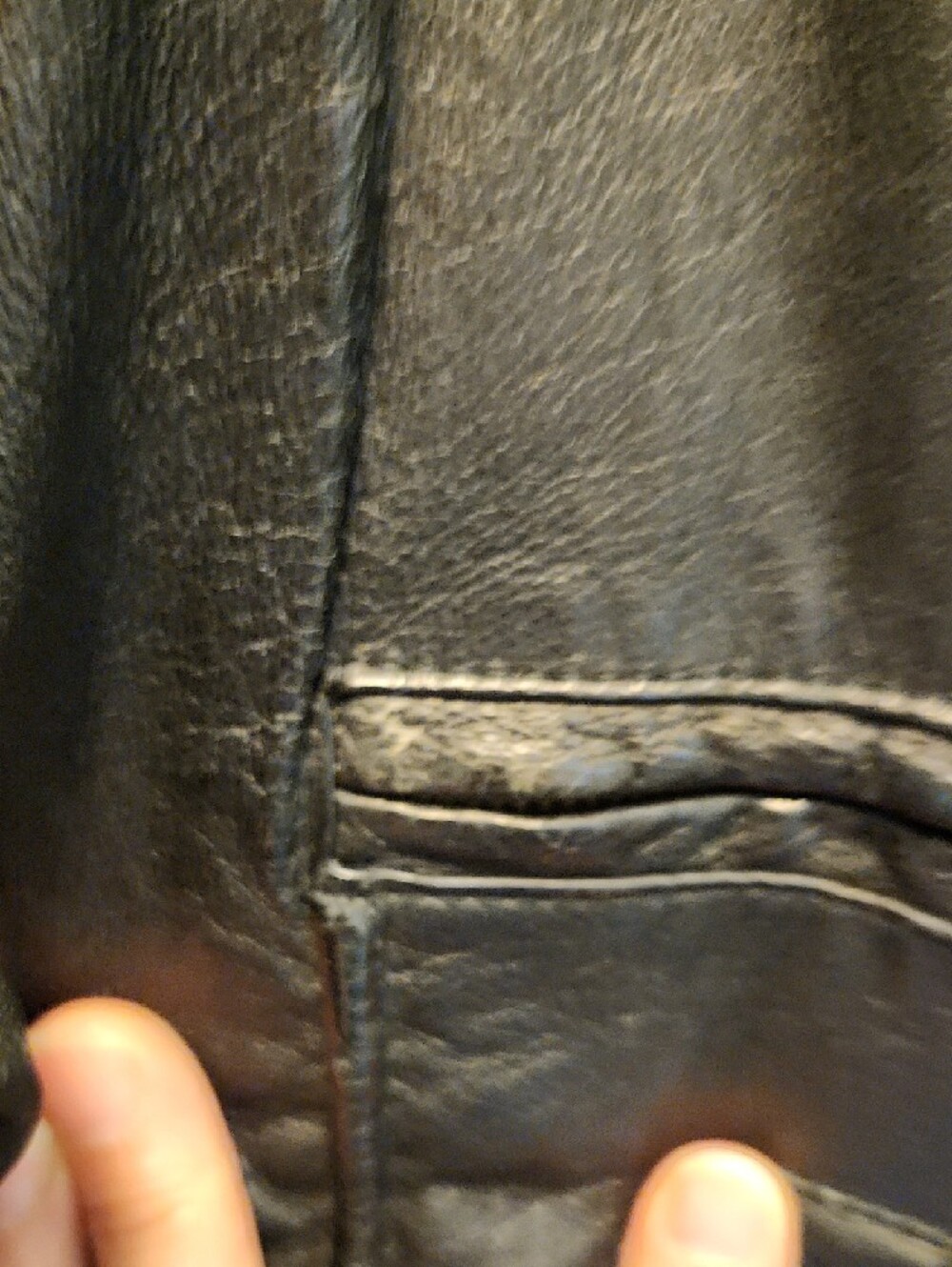 Black Leather Bomber Jacket with Zip Pockets - Picture 10 of 15